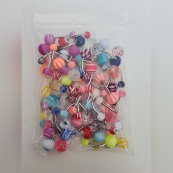 10x Mix Colors Navel Belly Botton Ring Bar Acrylic Barbell Body Jewelry - Picture 4 of 4
